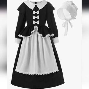 Pilgrim/Colonial Costume for Girls with Bonnet And Apron Large NWT